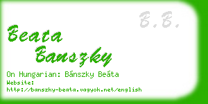 beata banszky business card