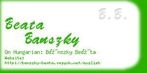 beata banszky business card